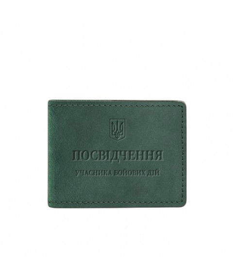 Leather cover for combat identification card (UCD) green Crazy Horse