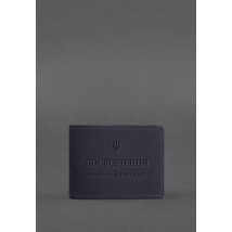Leather cover for ID card of combat participant (UCD) dark blue Crazy Horse