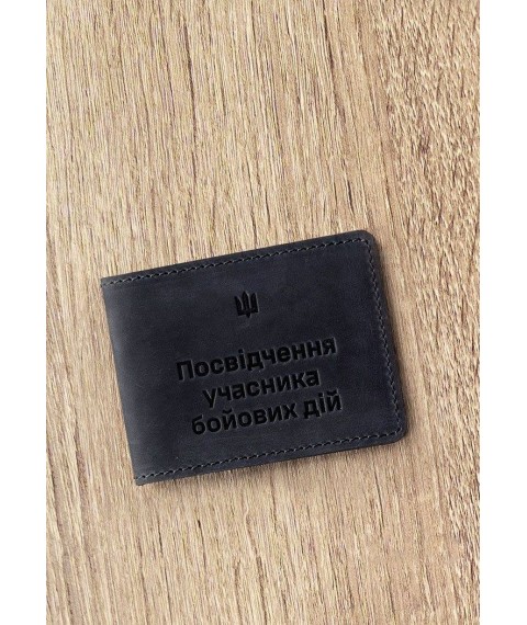 Шкіряна обкладинка для посвідчення учасника бойових дій (УБД) 2.2 синя Crazy Horse