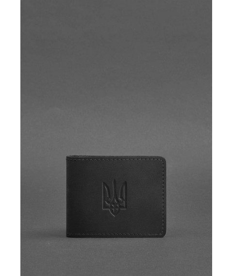 Leather ID cover with coat of arms, black Crazy Horse