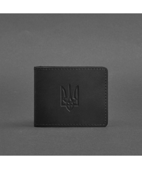 Leather ID cover with coat of arms, black Crazy Horse