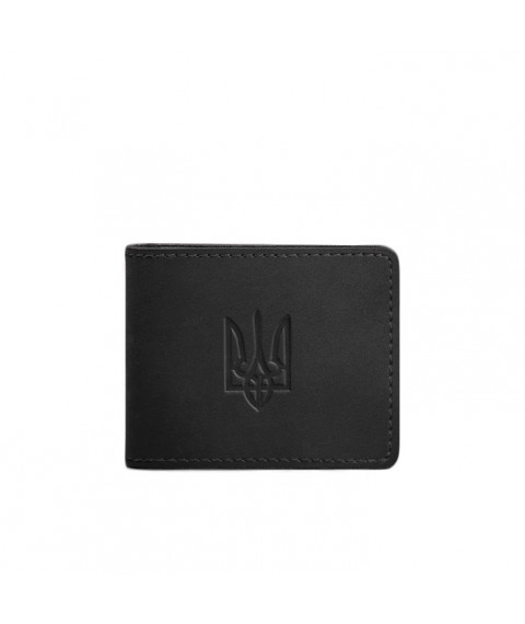 Leather ID cover with coat of arms, black Crazy Horse