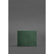 Leather ID cover with coat of arms, green Crazy Horse
