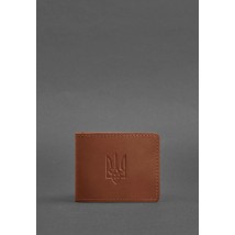 Leather ID cover with coat of arms, light brown Crazy Horse