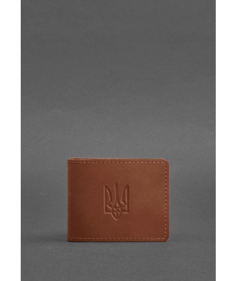 Leather ID cover with coat of arms, light brown Crazy Horse