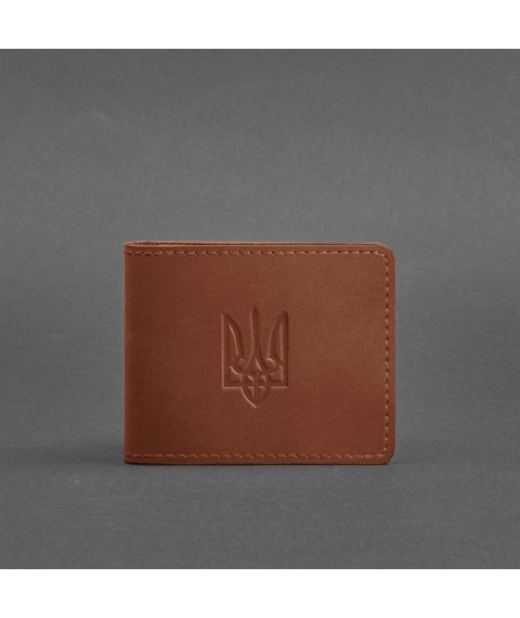 Leather ID cover with coat of arms, light brown Crazy Horse