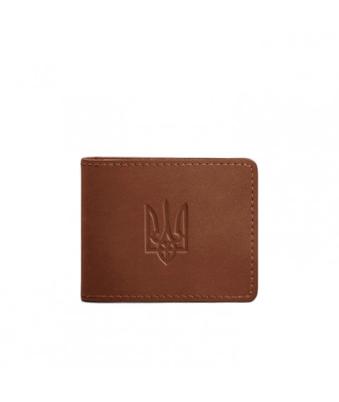 Leather ID cover with coat of arms, light brown Crazy Horse