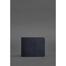 Leather ID cover with coat of arms, blue Crazy Horse