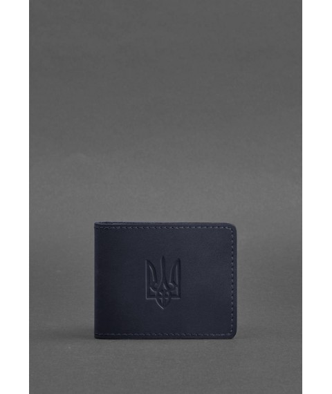 Leather ID cover with coat of arms, blue Crazy Horse