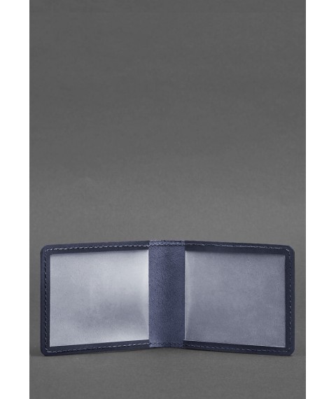 Leather ID cover with coat of arms, blue Crazy Horse