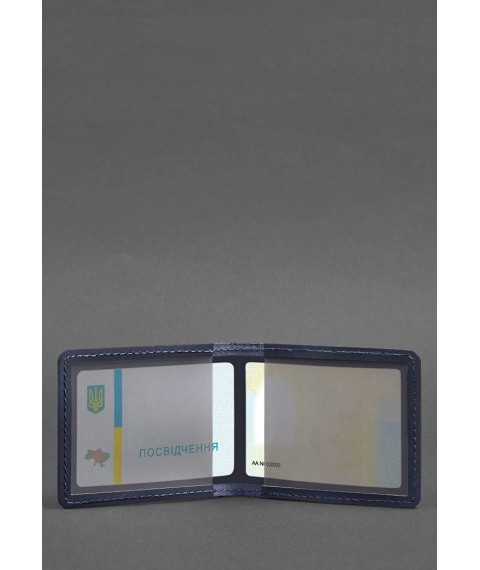 Leather ID cover with coat of arms, blue Crazy Horse