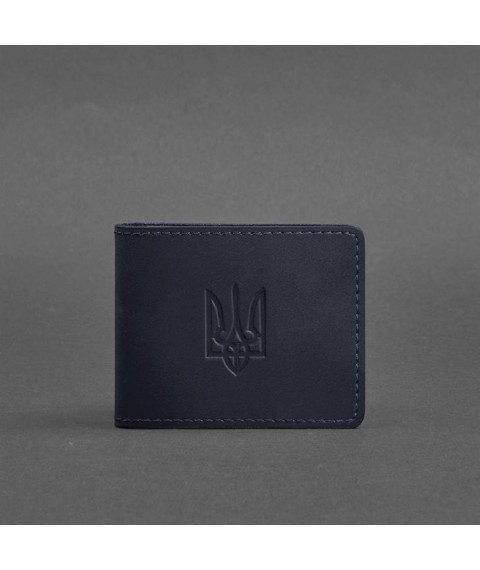 Leather ID cover with coat of arms, blue Crazy Horse