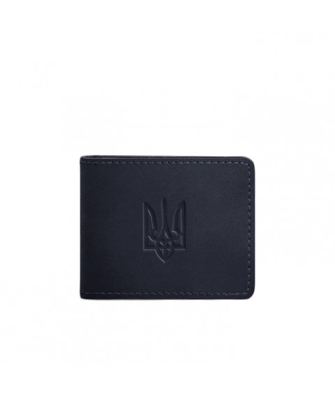 Leather ID cover with coat of arms, blue Crazy Horse
