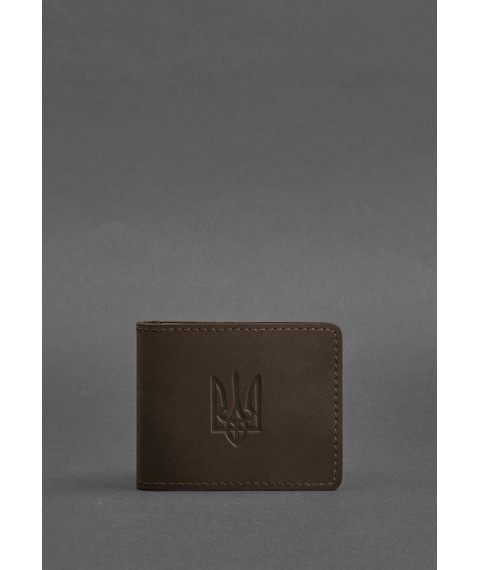 Leather ID cover with coat of arms, dark brown Crazy Horse