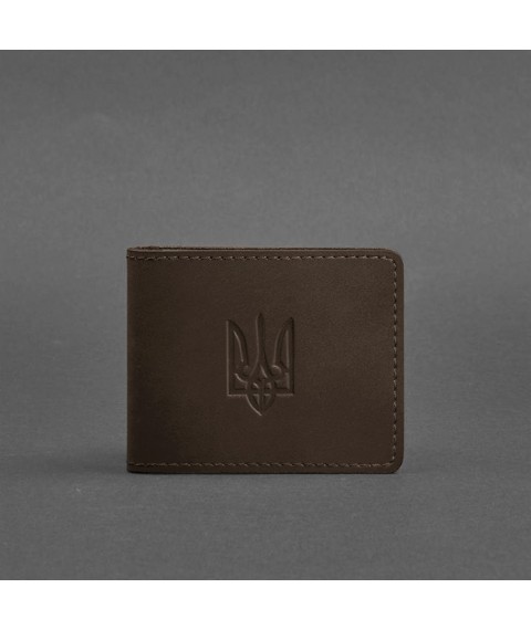 Leather ID cover with coat of arms, dark brown Crazy Horse