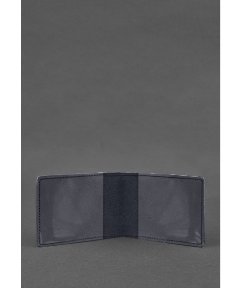 Universal leather ID cover dark blue Crazy Horse