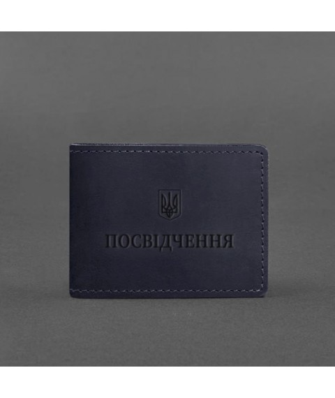 Universal leather ID cover dark blue Crazy Horse