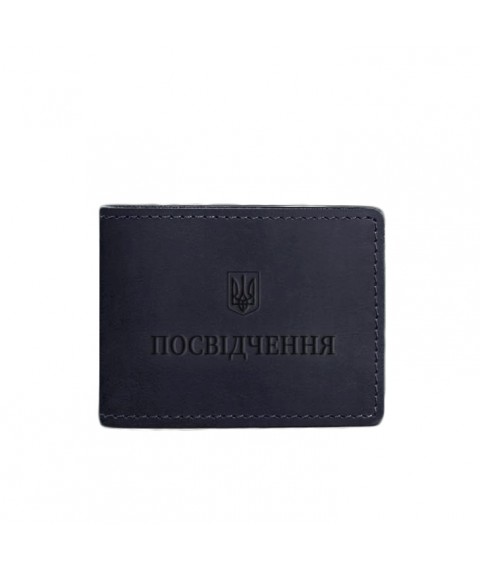 Universal leather ID cover dark blue Crazy Horse