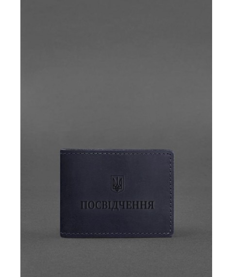 Universal leather ID cover dark blue Crazy Horse