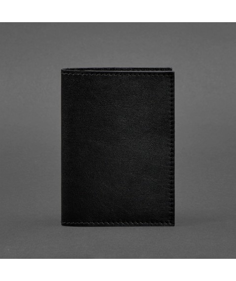Leather cover for passport and military ID 1.2 black Crust