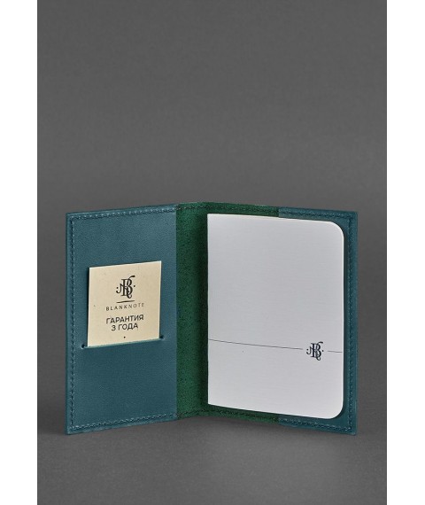 Шкіряна обкладинка для паспорта та військового квитка 1.2 зелена