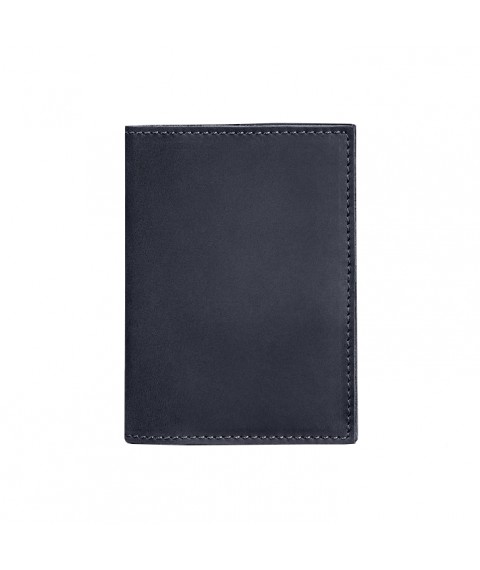 Leather cover for passport and military ID 1.2 blue Crazy Horse