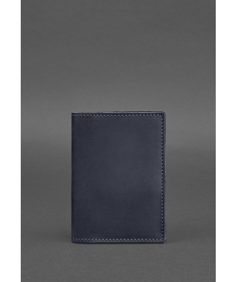 Leather cover for passport and military ID 1.2 blue Crazy Horse