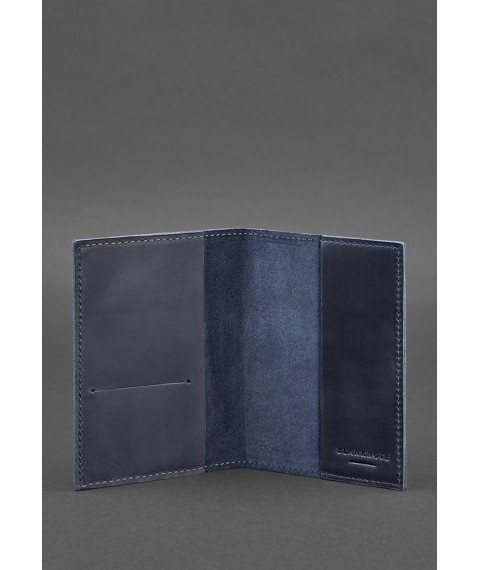 Leather cover for passport and military ID 1.2 blue Crazy Horse