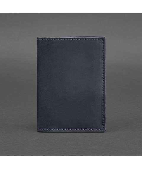 Leather cover for passport and military ID 1.2 blue Crazy Horse
