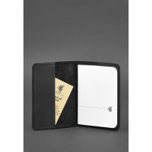 Leather cover for passport and military ID 1.3 black Crazy Horse
