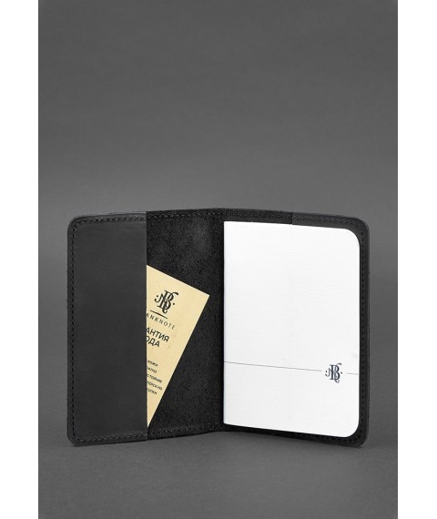 Leather cover for passport and military ID 1.3 black Crazy Horse