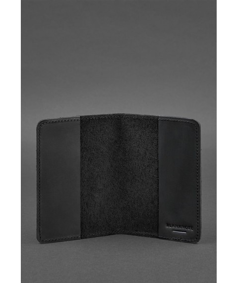 Leather cover for passport and military ID 1.3 black Crazy Horse