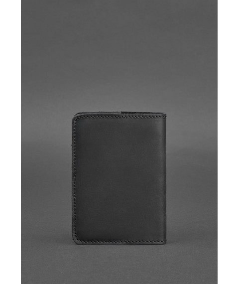 Leather cover for passport and military ID 1.3 black Crazy Horse