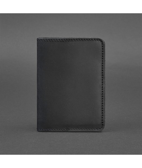 Leather cover for passport and military ID 1.3 black Crazy Horse