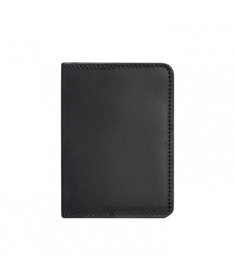 Leather cover for passport and military ID 1.3 black Crazy Horse