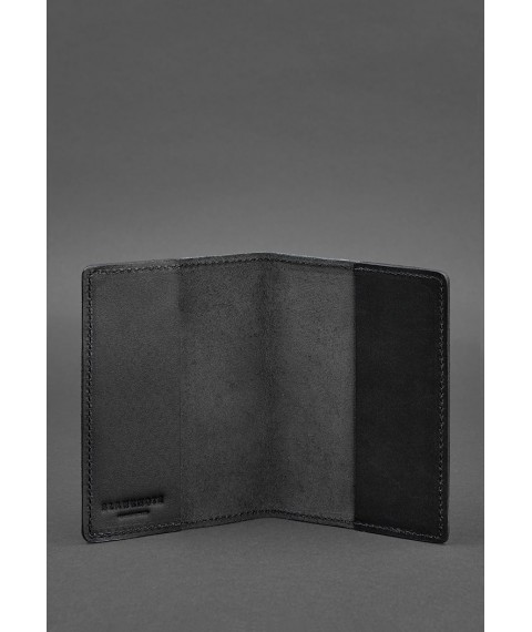 Leather cover for passport and military ID 1.3 black Crust