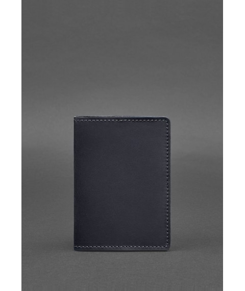 Leather cover for passport and military ID 1.3 blue Crazy Horse