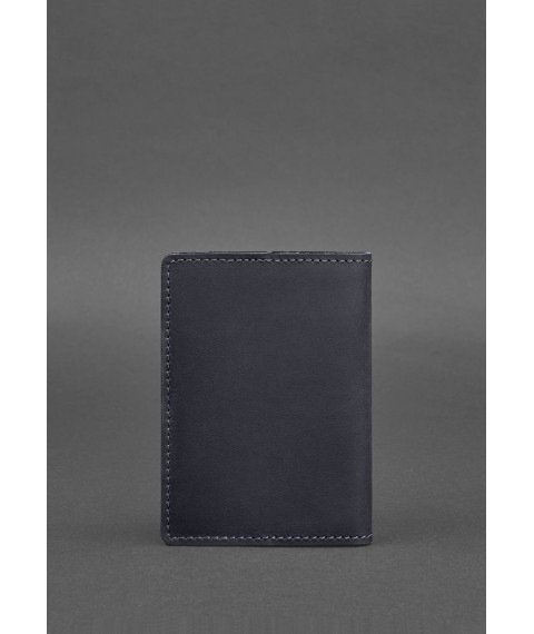 Leather cover for passport and military ID 1.3 blue Crazy Horse