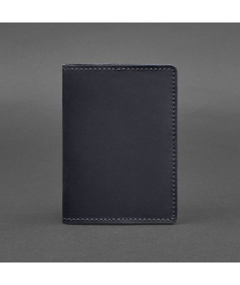 Leather cover for passport and military ID 1.3 blue Crazy Horse