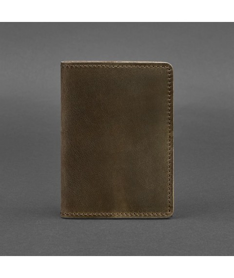 Leather cover for passport and military ID 1.3 dark brown Crazy Horse