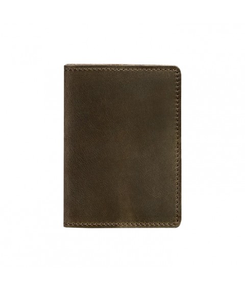 Leather cover for passport and military ID 1.3 dark brown Crazy Horse