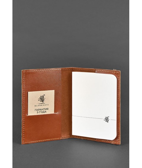 Шкіряна обкладинка для паспорта 1.0 світло-коричнева