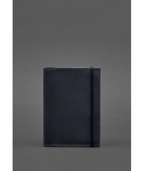 Leather passport cover 1.0 blue Crazy Horse