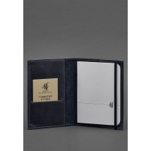 Leather passport cover 1.0 blue Crazy Horse