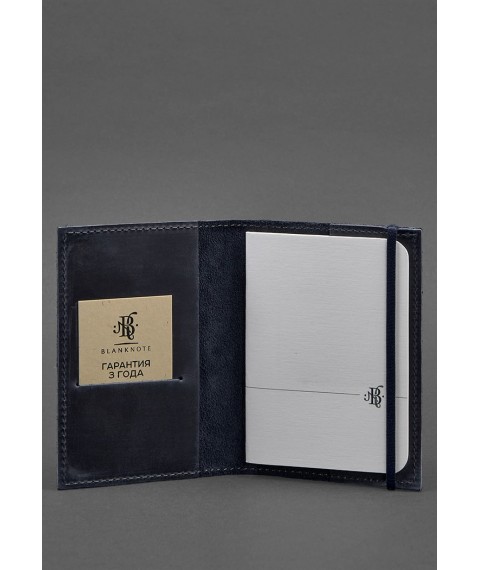 Leather passport cover 1.0 blue Crazy Horse