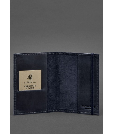 Leather passport cover 1.0 blue Crazy Horse