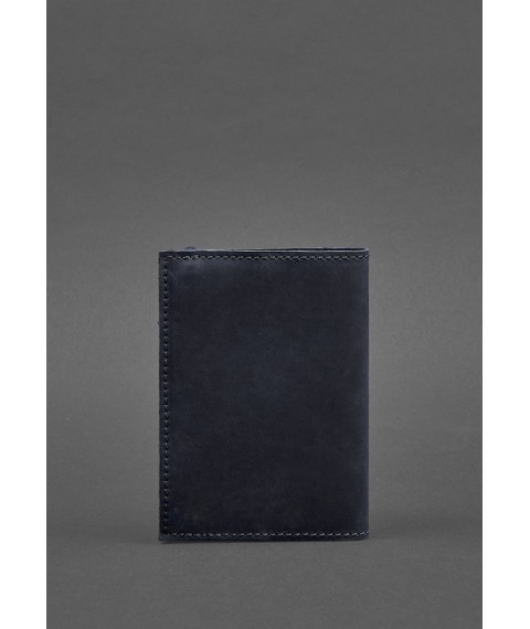 Leather passport cover 1.0 blue Crazy Horse
