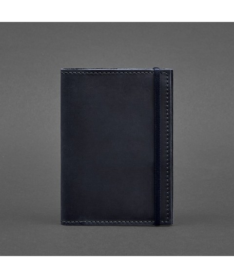 Leather passport cover 1.0 blue Crazy Horse