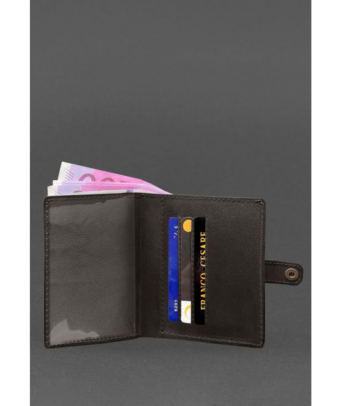 Кожаная обложка-портмоне для удостоверения офицера 11.0 темно-коричневая