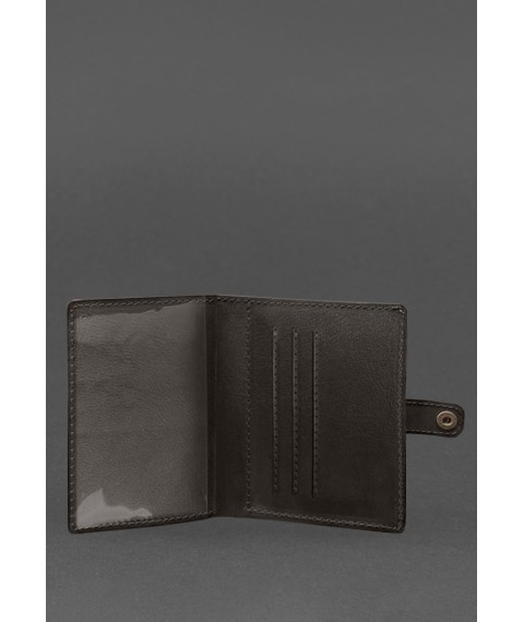 Шкіряна обкладинка-портмоне для посвідчення офіцера 11.0 темно-коричнева